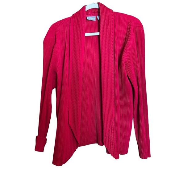 Chicos Travelers Cardigan Jacket Womens XL Red Open Accordion Stretch Sweater - Picture 1 of 8